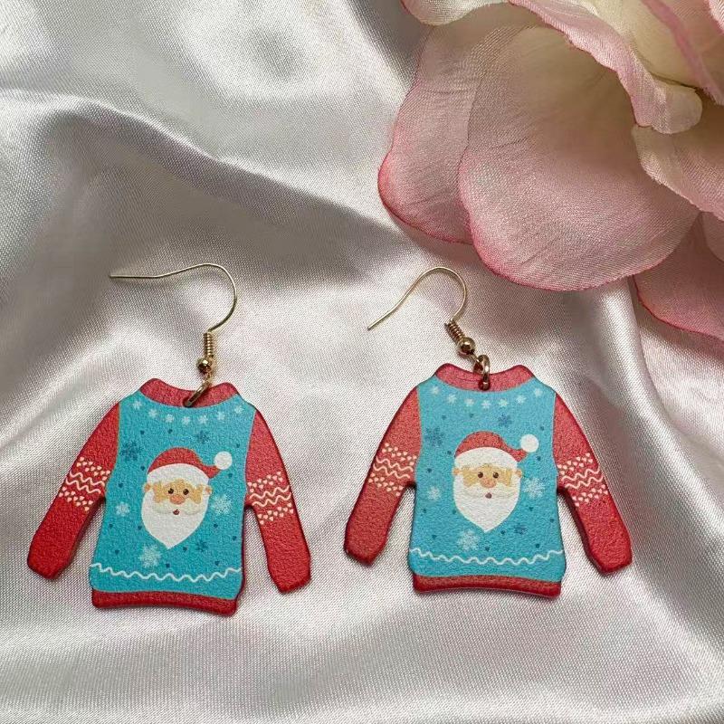 Fashion Personality Cartoon Cute Versatile Sweater Santa Claus Head Earrings Earrings Suitable for Ladies Celebration