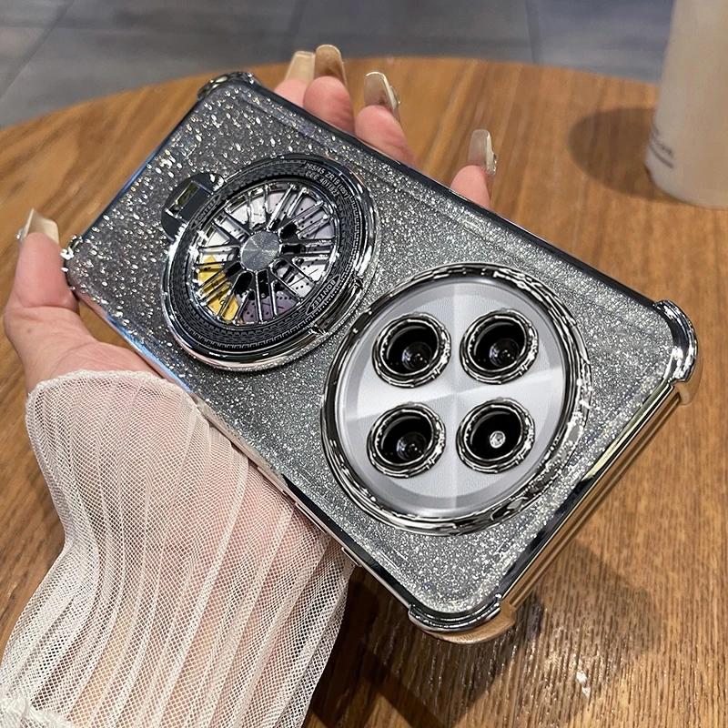 

Чехол с блестящим покрытием Redmi14C с вращающимся держателем-гироскопом для Xiaomi Redmi 14C 13 13C Note 12 12C 9 9C 10 10A 10C Роскошная подставка Задняя крышка Redmi Note 11 Pro 4g серебряный