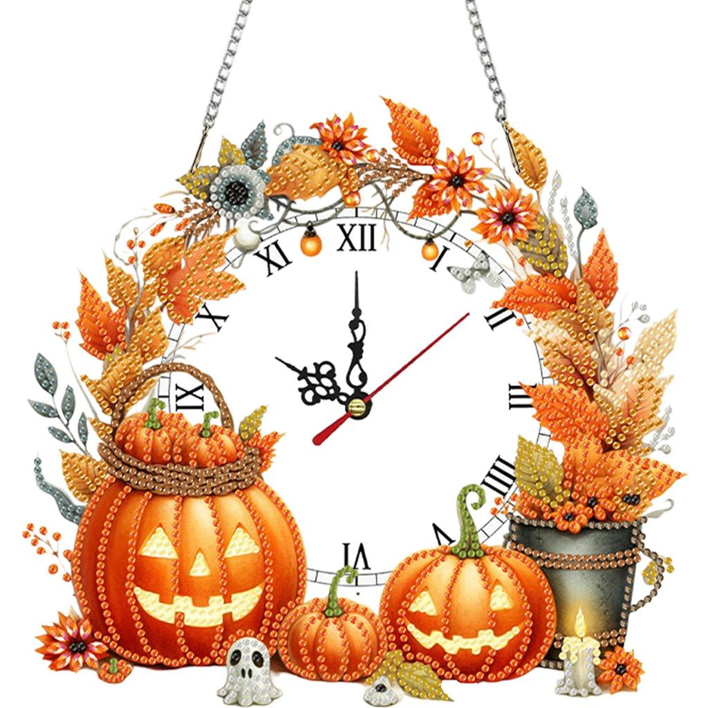 2D/Flat DIY Special Shape Rhinestone Diamond Art Clock Wall Pendants Diamond Clock Art Pendant Window Hanging Art for Home Decor