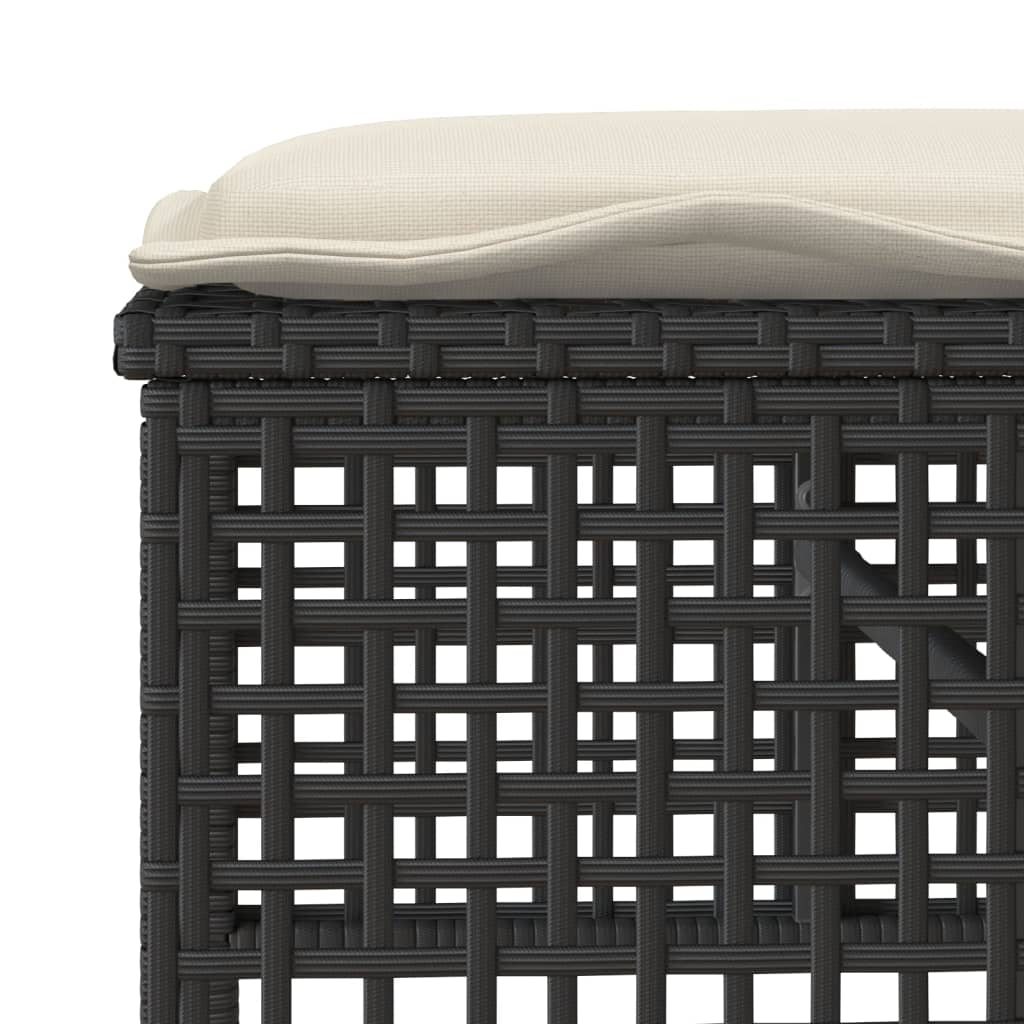 4 Piece Garden Sofa Set with Cushions Black Poly Rattan Glass Table