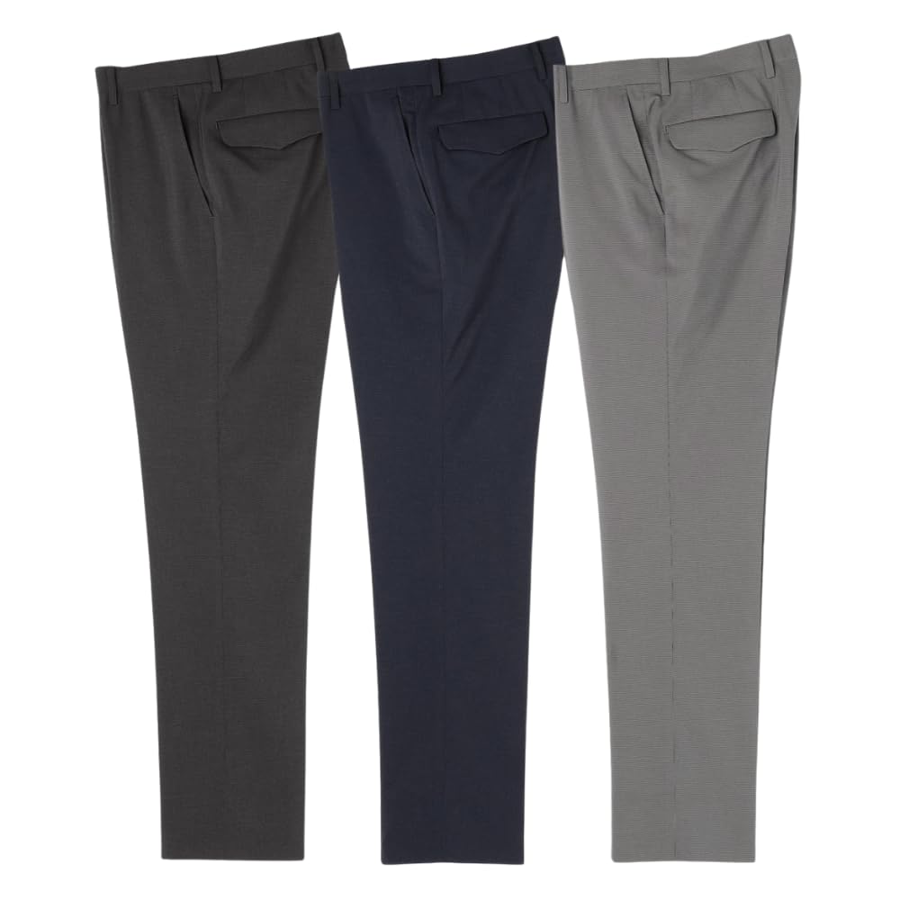 

Hemmed Slacks Set of 3 Plain Business Tuck Waist 88 Inseam 79 [Orihika] [Washable/Stretch/Choose Inseam] Men s Houndstooth/No (OEC25SSL3B)