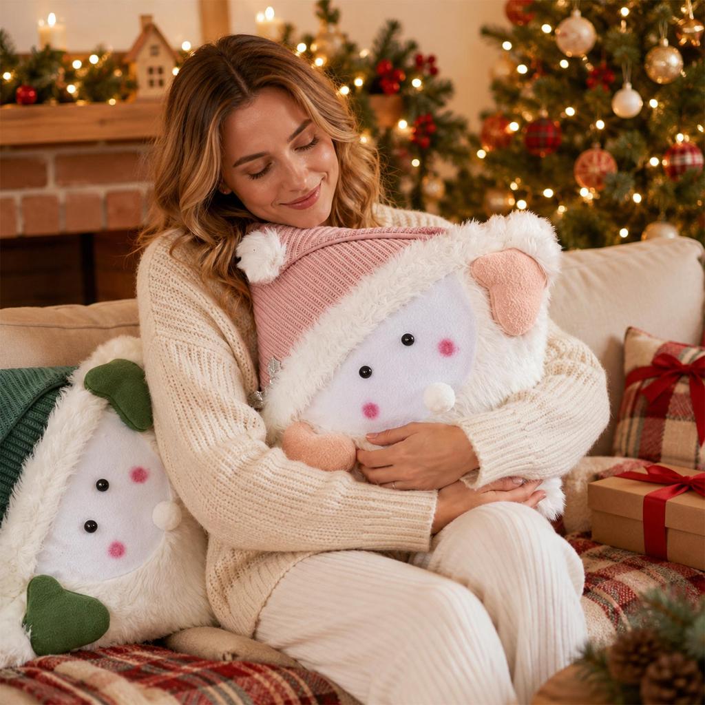 Christmas Throw Cover with 3D Decorative Cushion Case for Sofa Couch