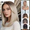 NOBLE 18 Inch 6X4 Synthetic Lace Front Wig Ombre Blonde Brown Roots Straight Natural Hairline Heat Resistant For White Women