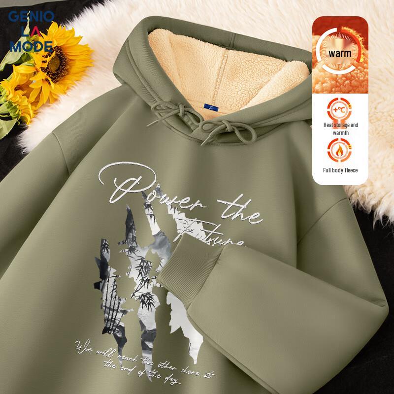 

GENIOLAMODE Men s Fleece-Lined Hooded Sweatshirt 2XL