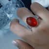 Elegant Chinese Style Adjustable Red Agate Vintage Ring for Women