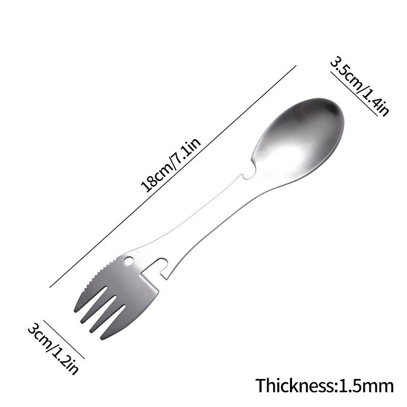 

Многофункциональные инструменты для выживания на открытом воздухе 5 в 1 из нержавеющей стали вилка ложка открывалка для бутылок EDC набор столовая посуда
