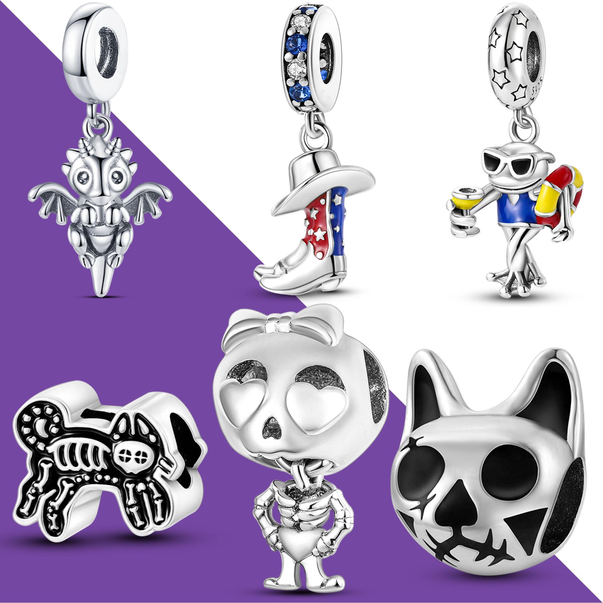 

New 925 Sterling Silver Dangle Charm Beads Shoes Grimace Fit Original Bracelet DIY For Pendant Necklace Making Women