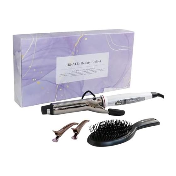 [Amazon.co.jp Limited] CREATEs ION Beauty Coffret Gift Box Hair Iron Ion Curl Pro SR-32 C73310+Hairbrush+Hair Clip Set Birthday Gift for Women