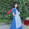 Alice In Wonderland Halloween Cosplay Dress Lolita Maid Outfit Short Sleeve Sweet Princess Costume Blue Set