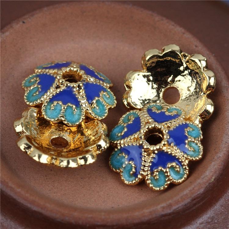 Copper Enamel Flower Beads for DIY Jewelry - 6mm