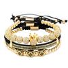8Mm micro-inlaid zircon copper ball woven crown crescent geometric three-piece bracelet bracelet bracelet