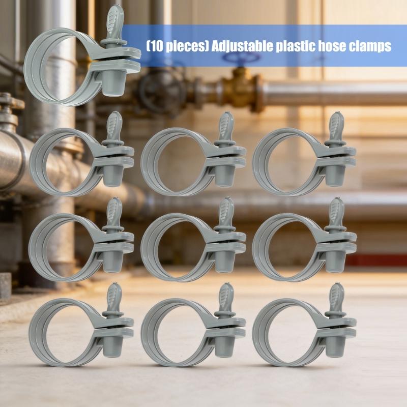 10Pcs Adjustable Hose Clamp For Swimming Pool Maintenance Screw Key Hose Clamps Plastic Filter Pump Connector Clips
