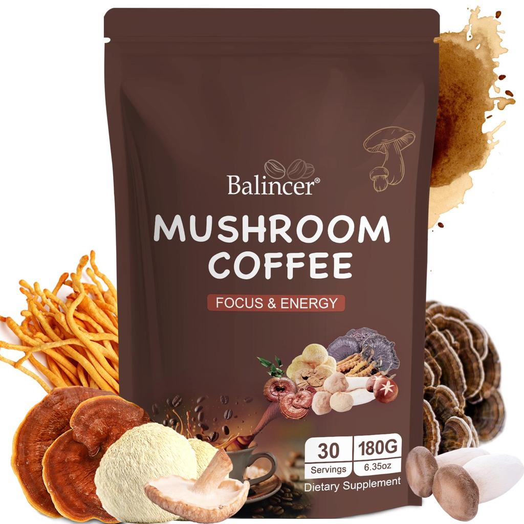 Balincer Superfood Mushroom Coffee, 2,000mg Mushrooms, 30 Servings, 180g