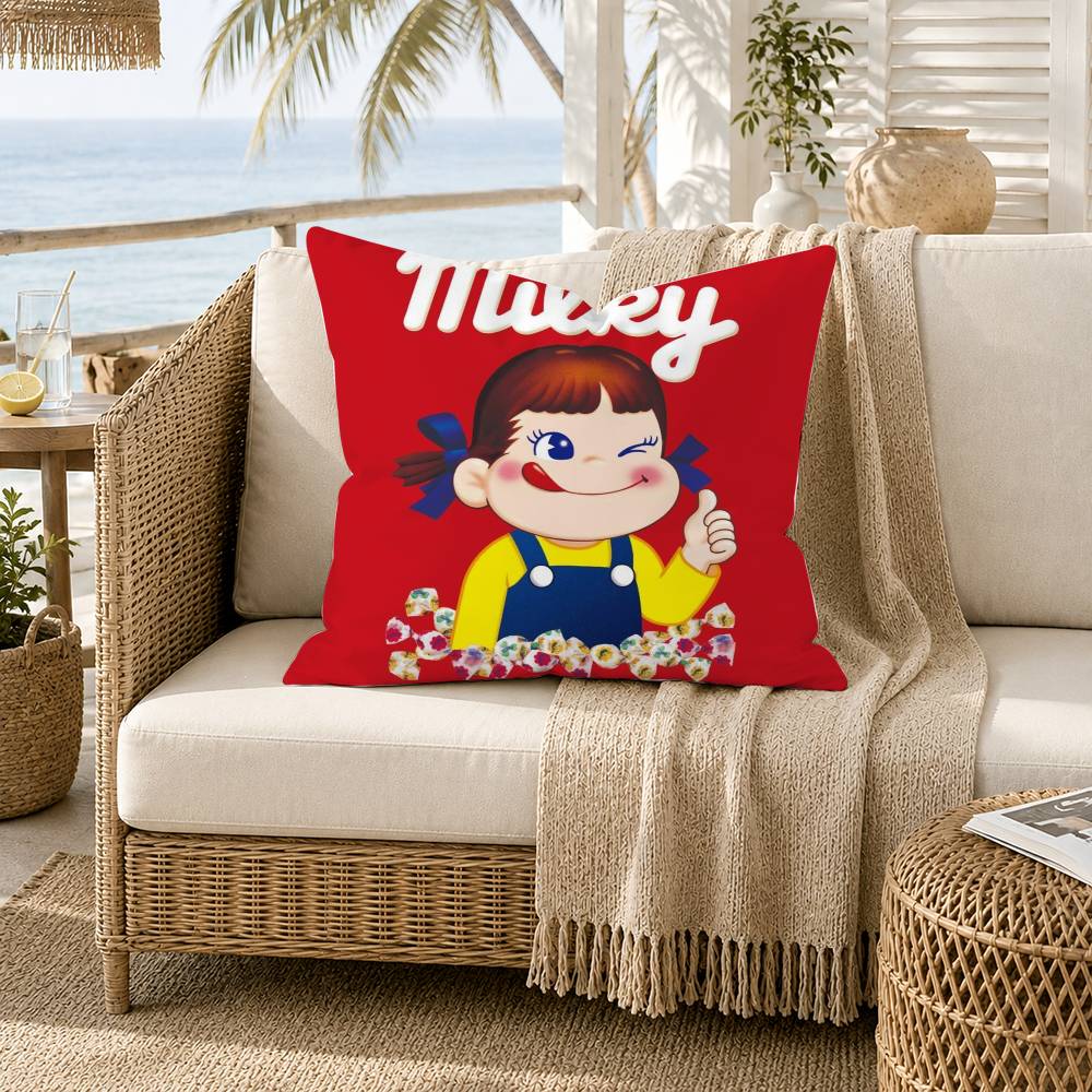 Milchige Peko Chan Kissenhülle für Sofa Wohnzimmer Heimbüro Dekoration Schutzhülle