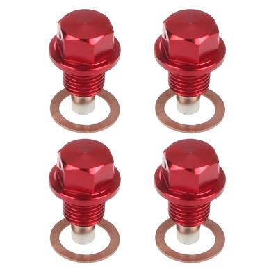 EDHUUJSI Best Engine Protection Magnetic Drain Plug Easy Install High Performance Engine Drain Nut Bolt, Red, M24*1.5, 4pcs