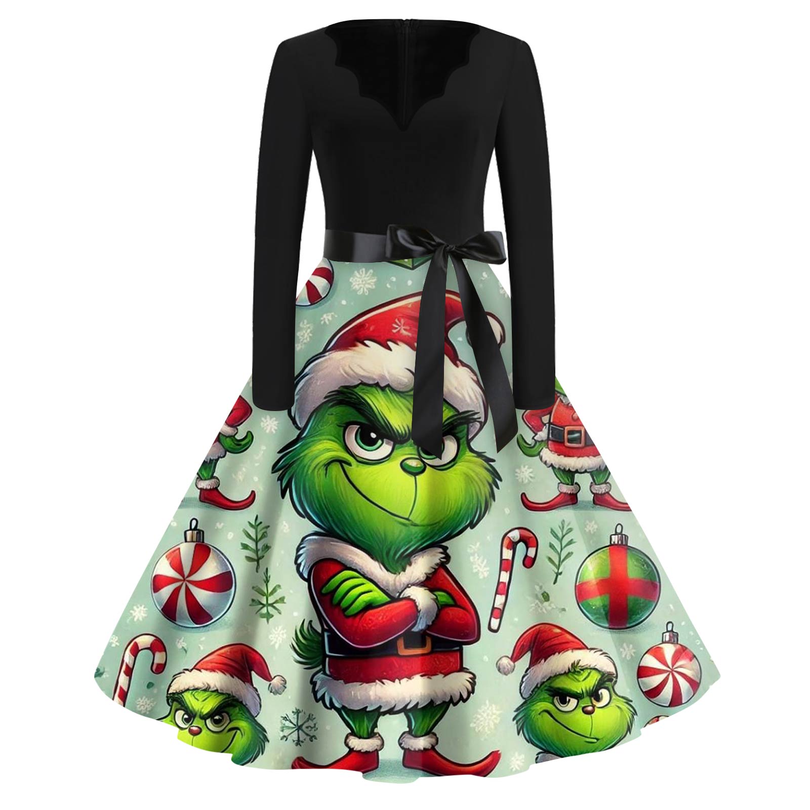 

Женское модное платье с V-образным вырезом, повседневное, приталенное, с рождественским принтом, с длинным рукавом XXXXL