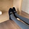 2025 New Korean Version of Round Head with Bow Thick Medium Heel Woolen Velvet Women's Mary Jane Single Shoes