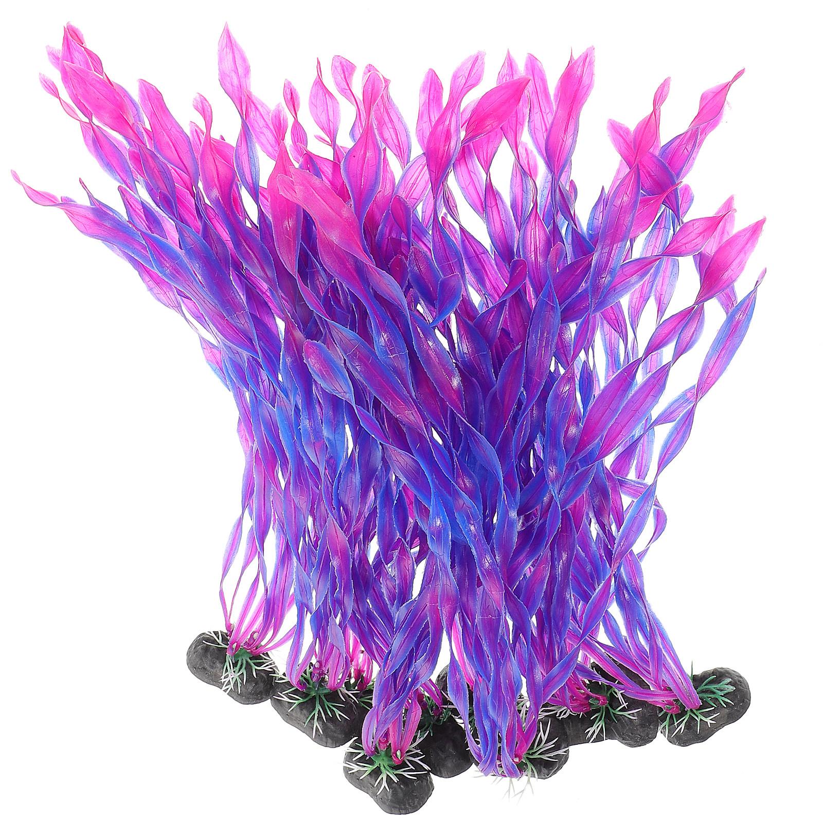 

10Pcs Small Compact Artificial Aquatic Plants Plastic Fish Tank Ornaments for Aquarium Decoration Fresh Salt Water Compatible фиолетовый