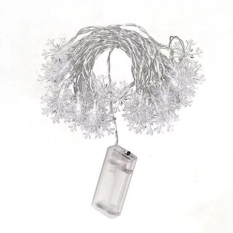 Colorful LED Snowflake String Lights: Battery-Powered Decorative Lights for a Festive Atmosphere