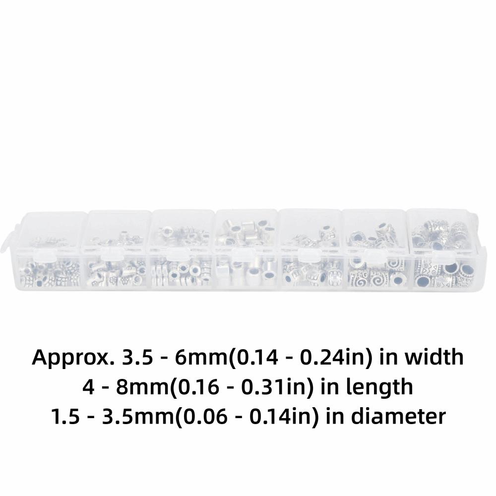 260pcs Jewelry Accessories Antique Spacer Bead Alloy Tube Spacer Bead Kit Silver Metal Spacer Bead Jewelry Making