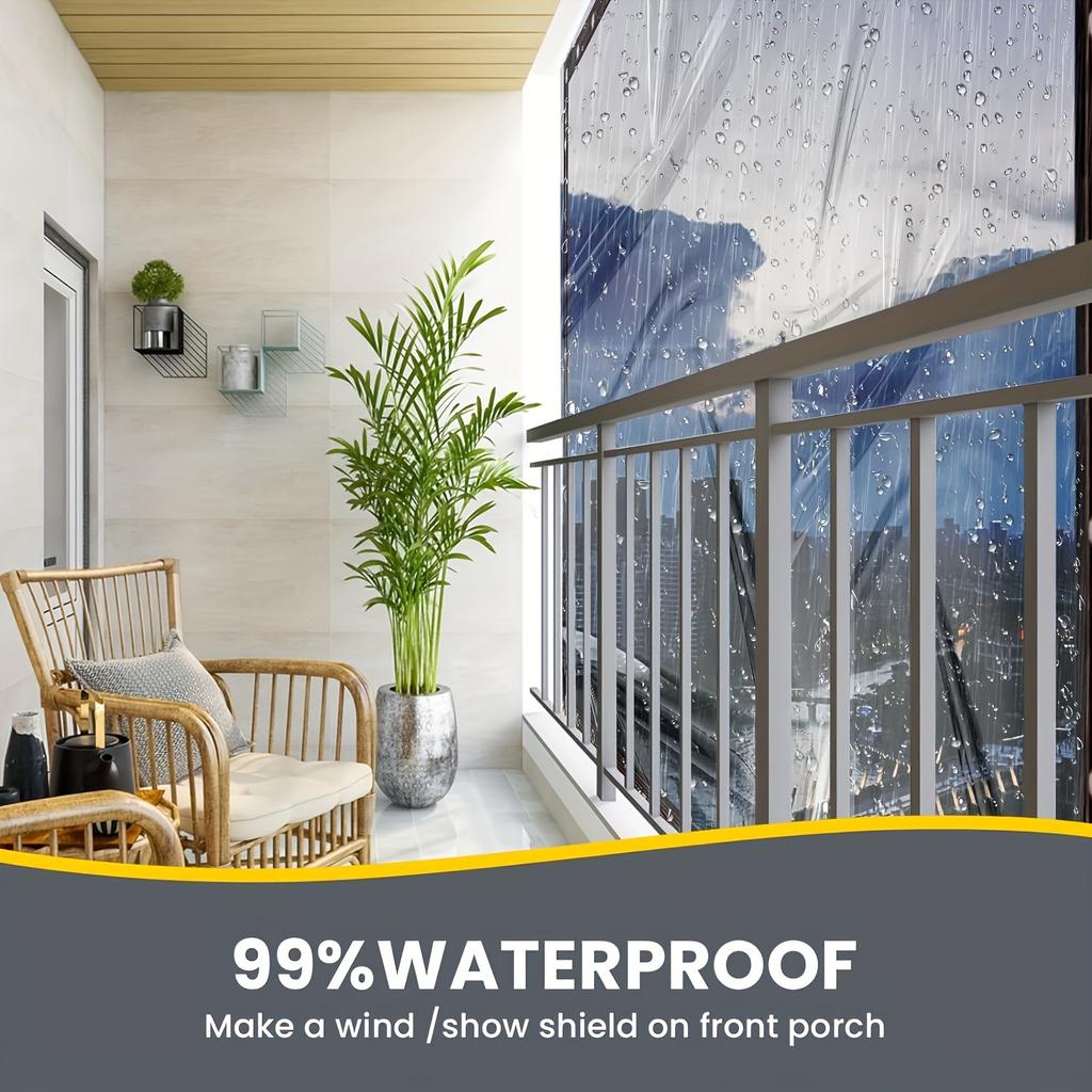 Waterproof Outdoor Cover: Clear Rainproof Tarp with Seal Ring for Patio, Chicken Coop, Porch Canopy & Camping