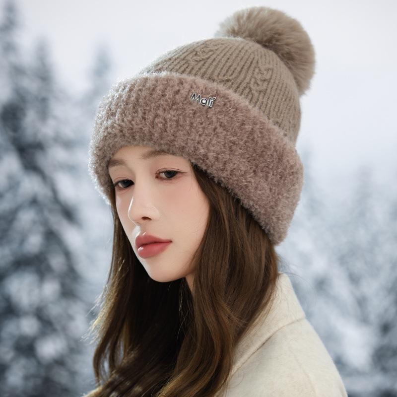Autumn and Winter Wool Knitted Hat Fleece Thickened Thermal Hat Outdoor Windproof Ear Protection Hat