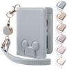 [Shirizu] Pass Case with Reel, Bi-fold, Slim, Coin Purse, Dark Blue