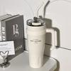 1pc Stainless Steel Ice Tumbler 38.55oz Insulated Cup with Handle & Straw Keeps Cold for 24 Hrs Car Insulation Cup Coffee Water
