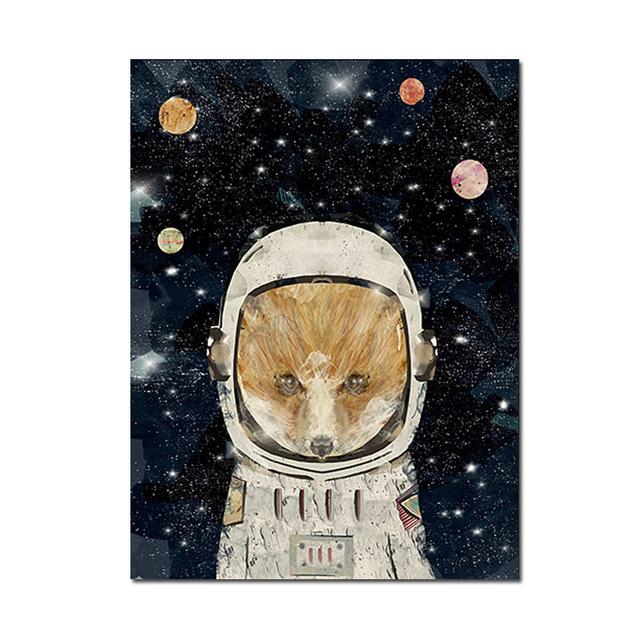 Balloon Wall Art Canvas Painting Astronaut Planet Space Prints Posters Nordic Cartoon Animal Wall Pictures for Kids Living Room No Frame