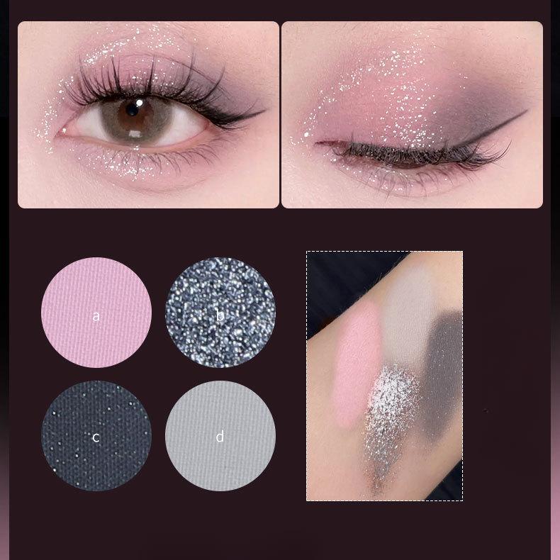 Cool Four-color Eyeshadow, Matte Pearly Shimmer, Dark Goddess Eyeshadow