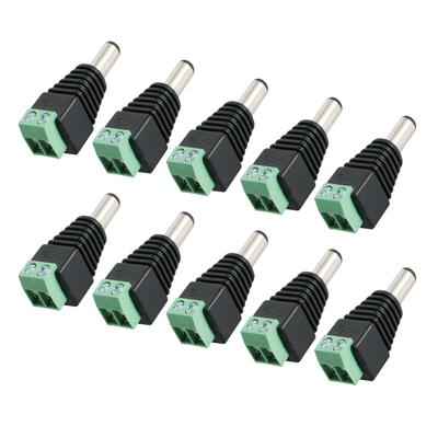10 Stücke DC Stromanschluss Männlich Jack Adapter Schweißen Kostenloser für CCTV Kamera Überwachung LED 12 V 2,1mm