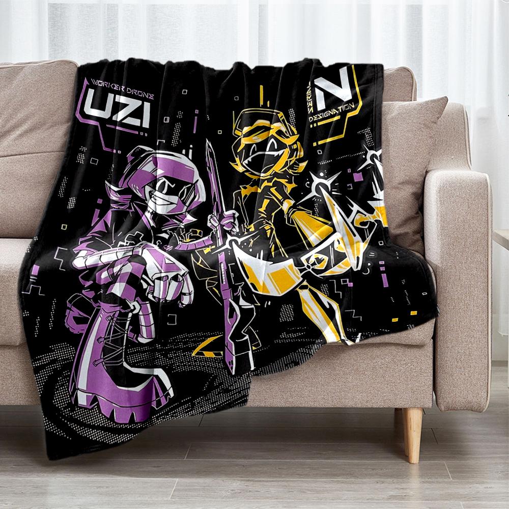 Murder Drones Theme Printed Blanket - Perfect for Couch, Bed, Travel & Outdoor Use | Machine Washable, Cozy & Durable.