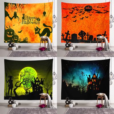 Wandteppich mit Halloween-Horror-Kürbis-Hexe-Fledermaus-Druck, für Decke, Zuhause, Wohnzimmer, Schlafzimmer, Wanddekoration, 230 x 180 cm