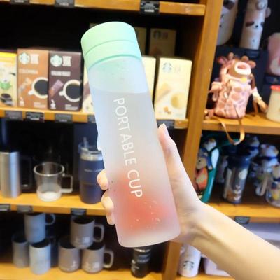 Frosted Sports Water Bottle - Double Lid, Large Capacity, Drop-Resistant, Portable for Men, Women, and Students.