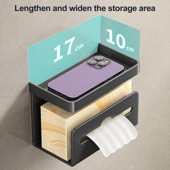 Wall-Mounted Toilet Paper Holder Storage Tray Strong Load-bearing Easy Installation Tissue Wipes Holder Bathroom Organizer