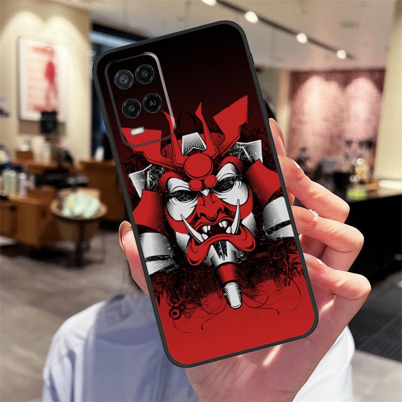 Samurai Mask Warrior Helmet Case For Oppo A17 A77 A80 A40 A60 A98 A78 A18 A38 A58 A16 A76 A96 A74 A94 A54 A57S A15 Cover