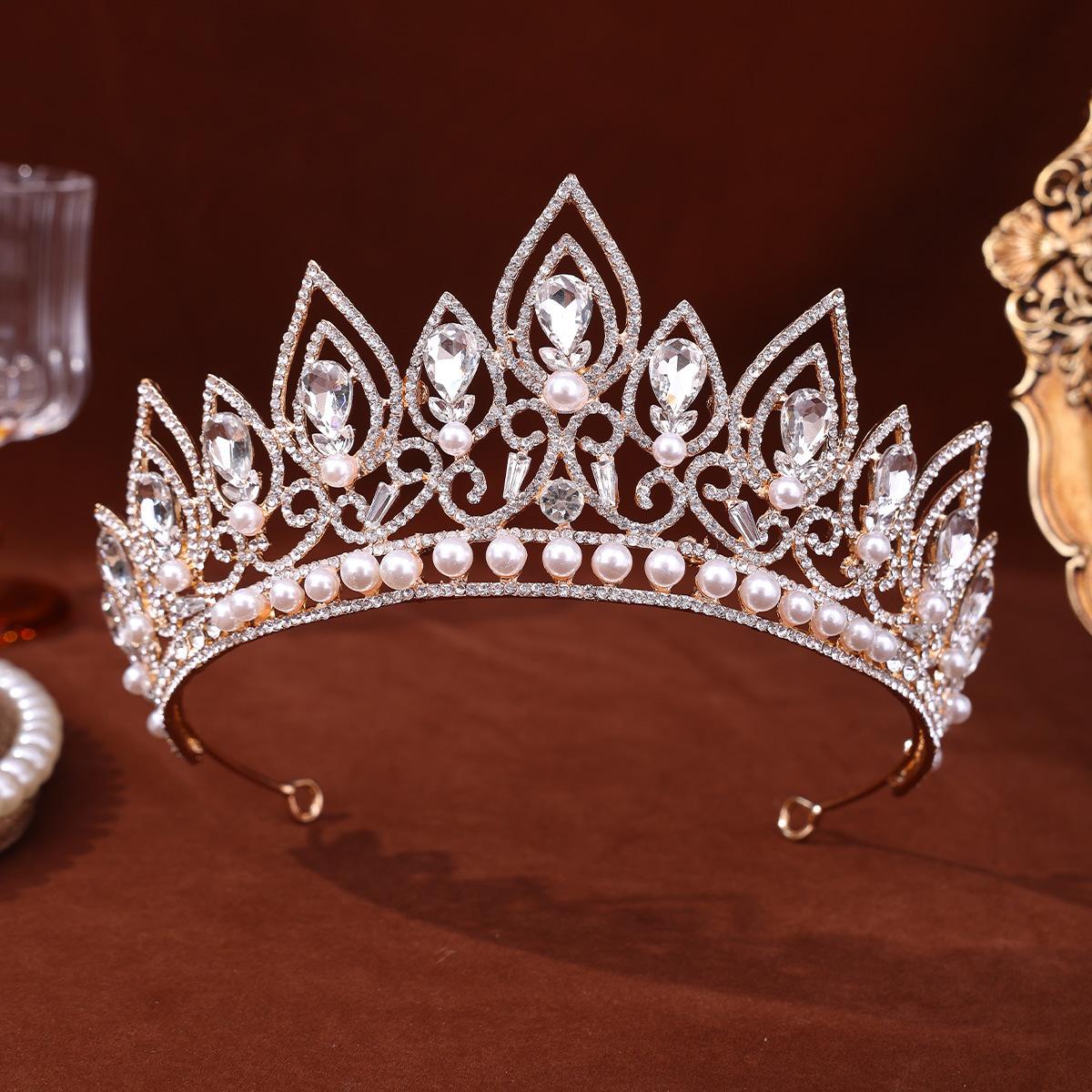 

Барочная невеста жемчужная корона с бриллиантами головной убор европейский и американский высококлассный принцесса день рождения тиара прическа свадебное платье аксессуары