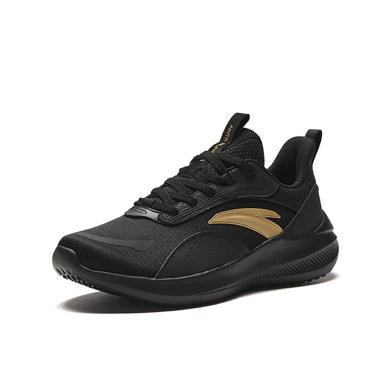 New Anta Cushioned Slip Resistant Low Top Running Shoes Men's Black Gold 912345512-7