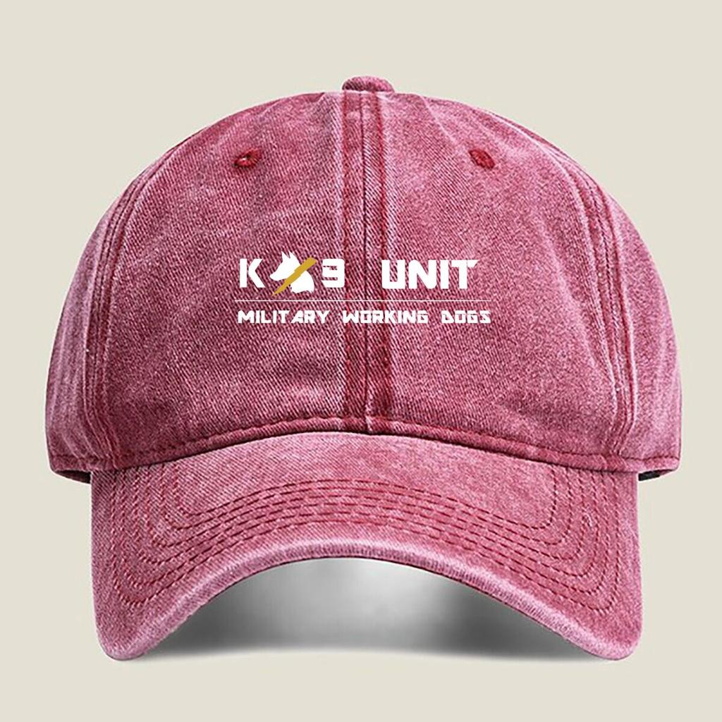 K9 Unit Military Dogs Text Fashion Washed Baseball Cap Hat Outdoor Activities