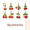 New Sweet Red Cherry Enamel Stainless Steel DIY Fruit Bracelet Necklace Pendant