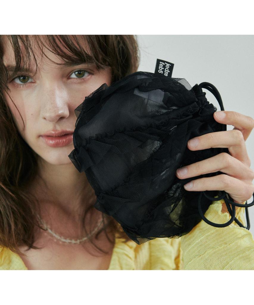 Jedrefeb5 Sheer Ruffle Pouch Reversible 2 Colors
