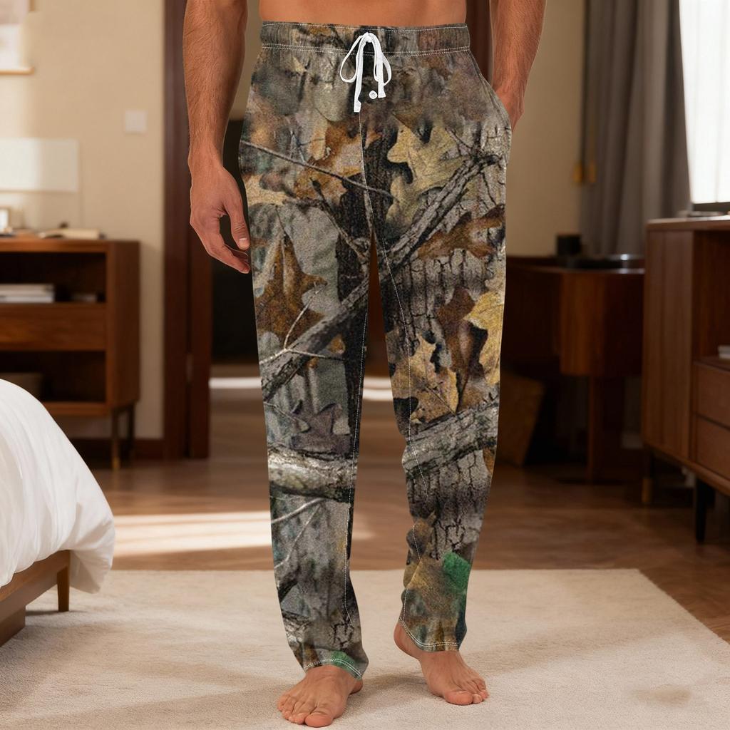 Pantaloni casual da uomo con coulisse, tasche e polsini, pantaloni da casa per dormire