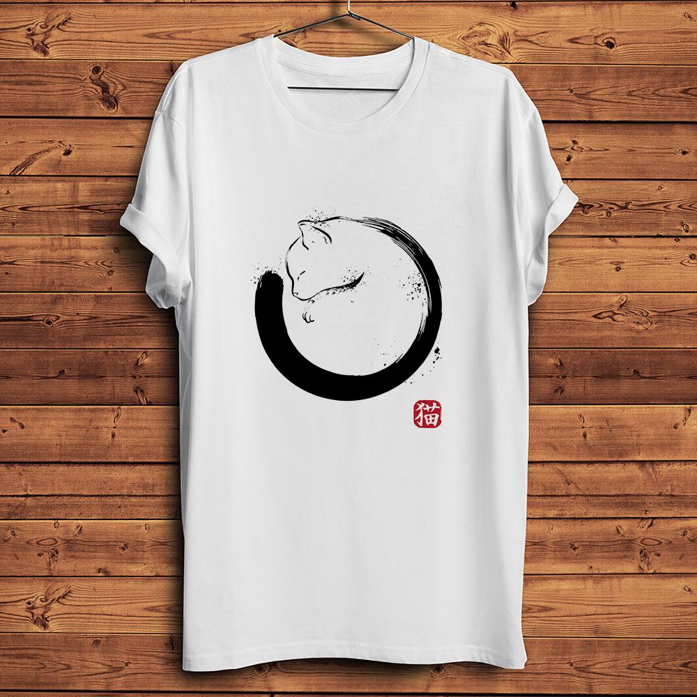Traditional Ink Painting Style Cat Meow Funny Neko TshirtUnisex Casual Short Sleeve TshirtUnisex TeeBreathable Print Nocrack S