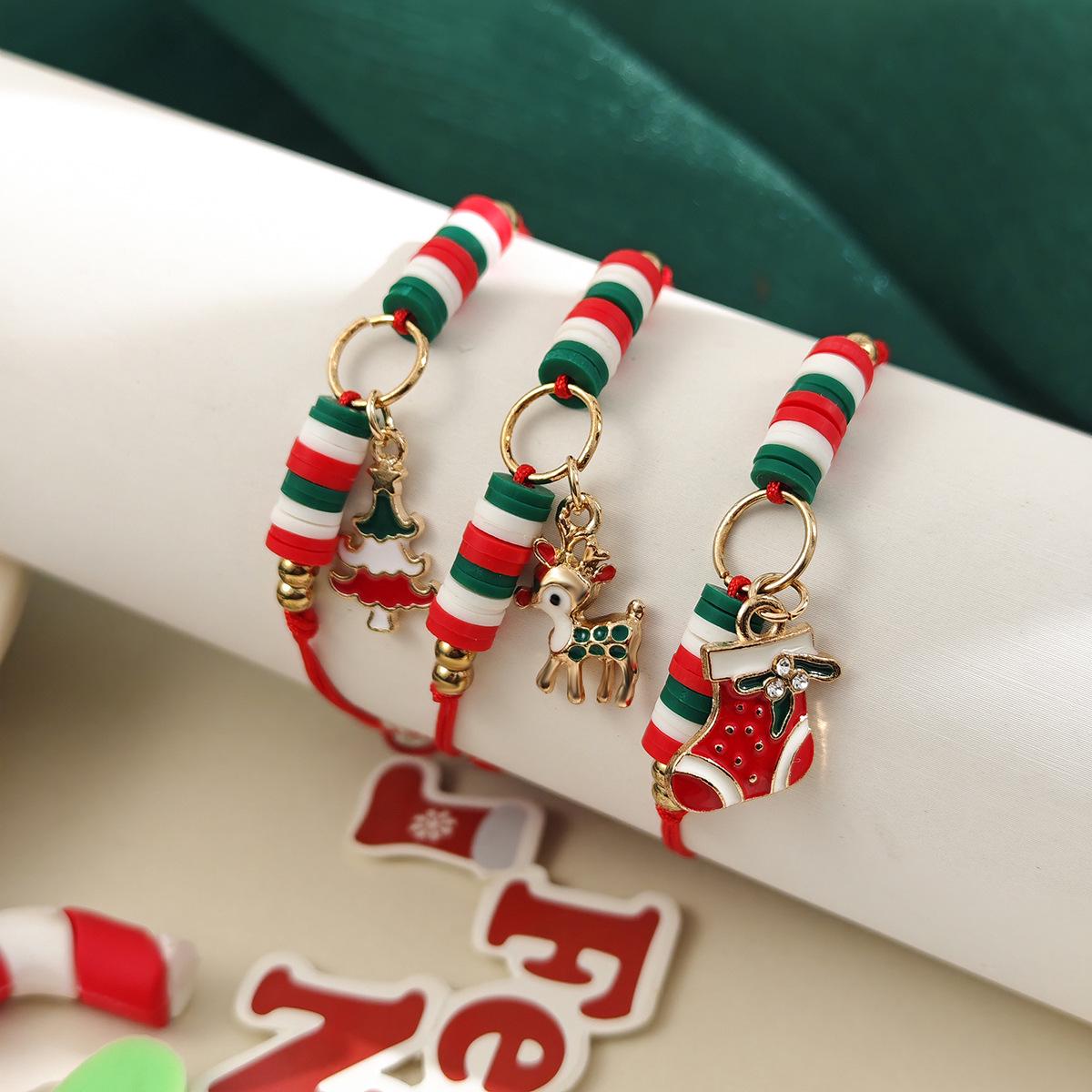 

Рождественский браслет из полимерной глины с бусинами и набор украшений «Снеговик и варежка» для женщин