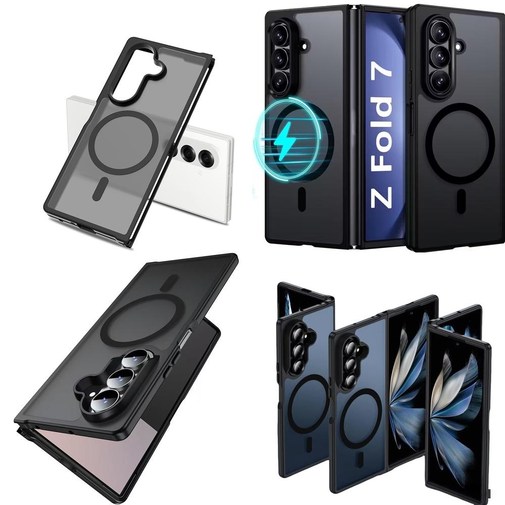 High Quality Translucent Matte Magnetic Magnetic Ring Holder Compatible Hard Shell Phone Case for Samsung Z Fold 7 6 8 Wide
