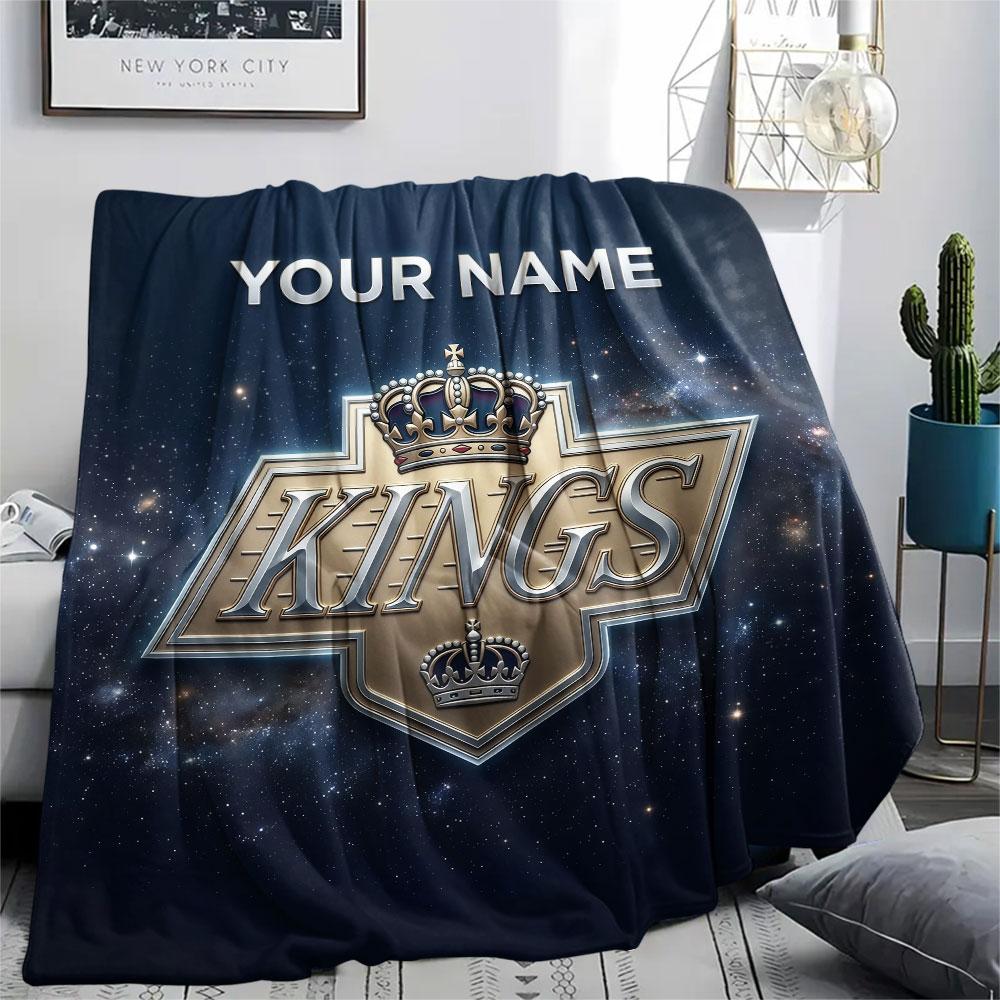 Custom Name,Los Angeles Kings Printed Flannel Blanket, Soft Throw for Bedroom Sofa, Washable, Christmas Present, Great Gift.