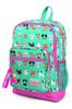 Sac à dos d'école Coral High Kids à quatre compartiments, vert aqua, rose fluo, motif chien, 23465