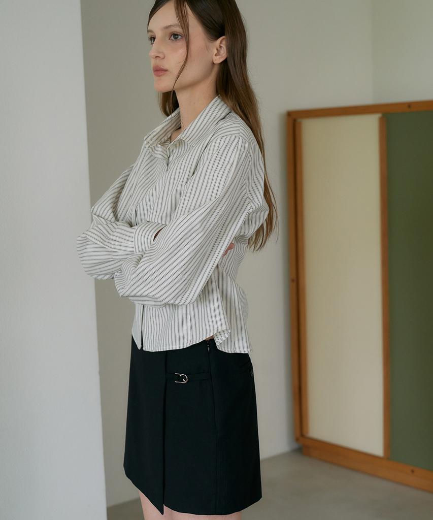 DEHEVE Buckle Wrap Skirt Pants [Black]