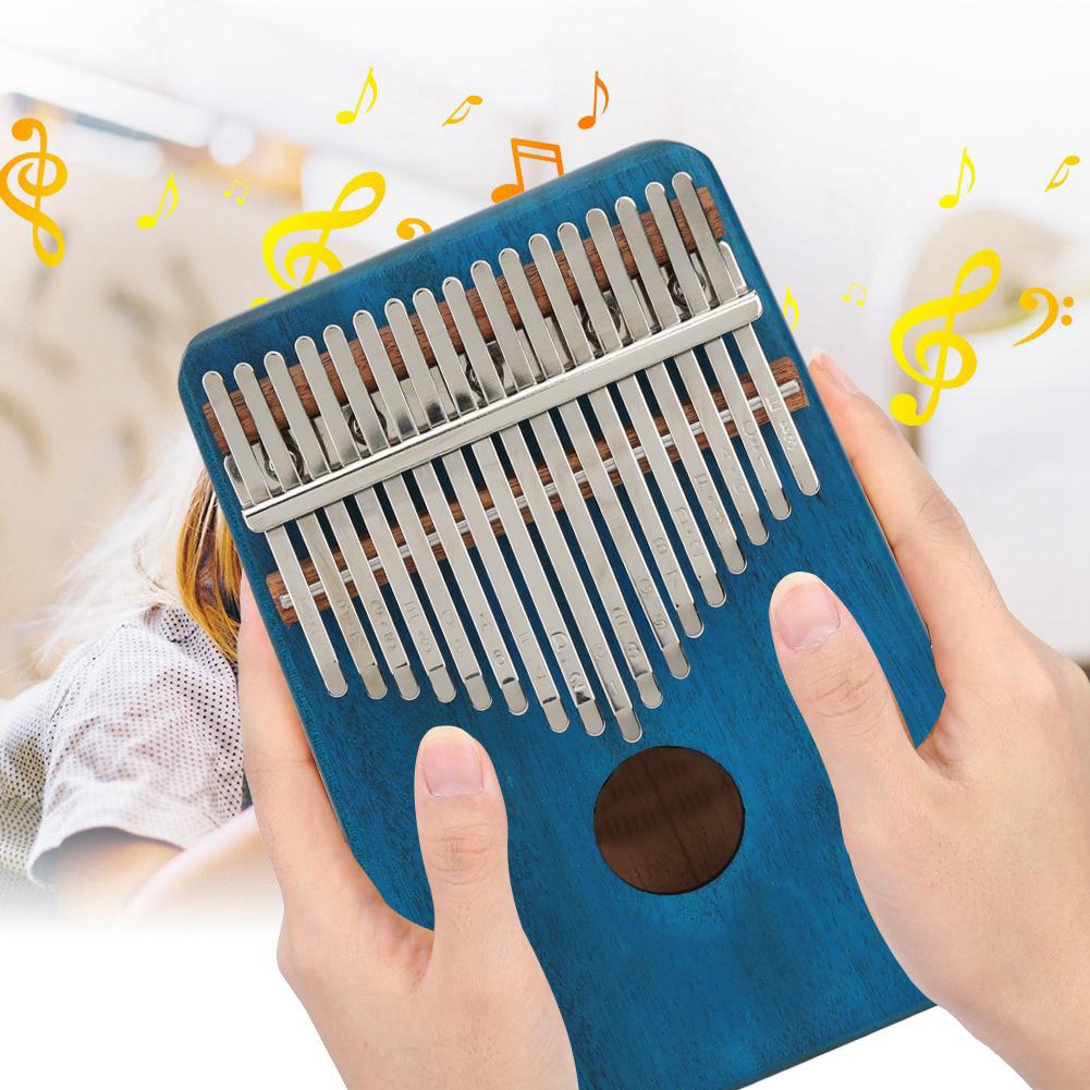 17 kláves Kalimba mahagon EQ palcové piano vestavěný snímač s přenosnou taškou Paroh soba(Modrý )