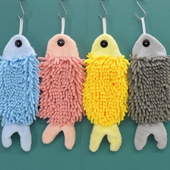 Fiskformad Handduk Superabsorberande Mikrofiberhandduk Luddfritt Söt Handduk med Hängögla för Badrum och Kök
